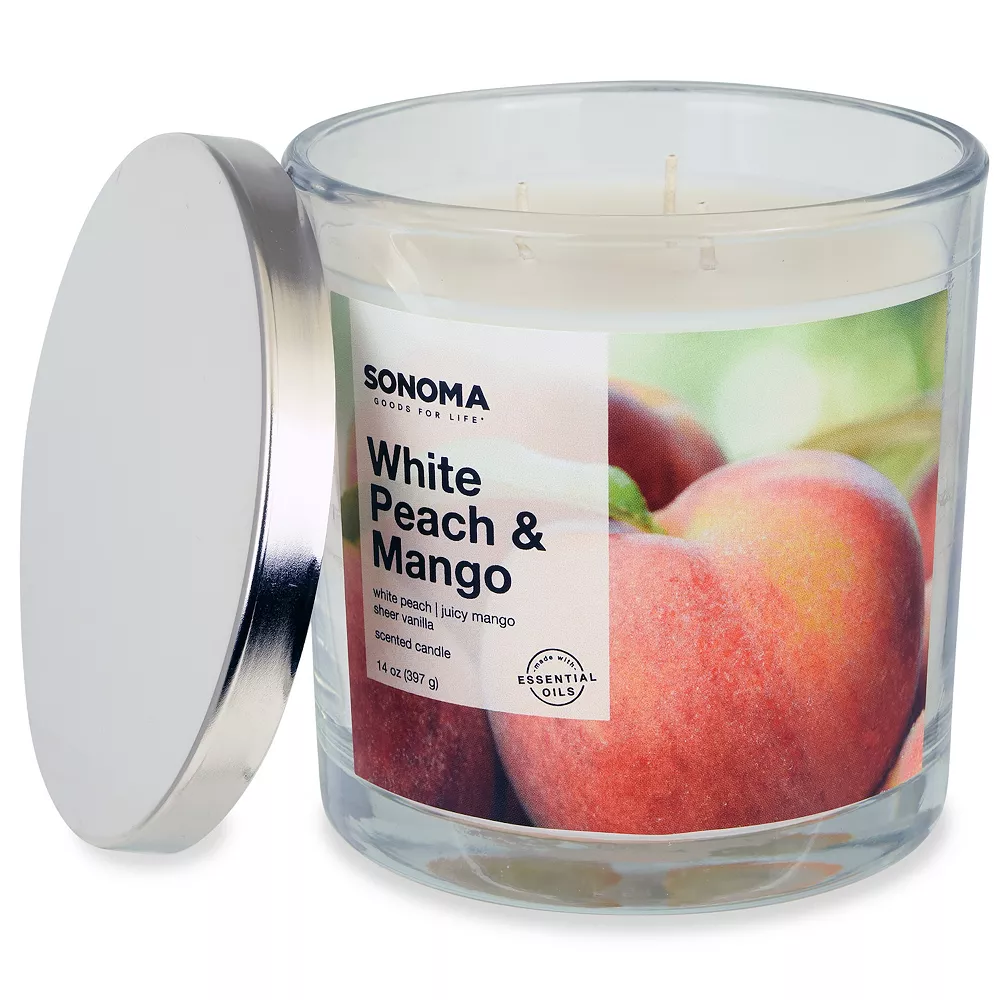 Sonoma Goods For Life® White Peach & Mango 14-oz. 3-Wick Candle Jar - Image 2