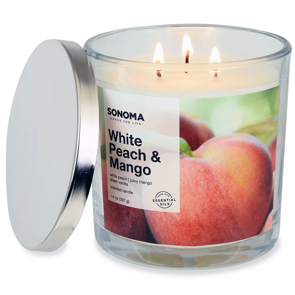 Sonoma Goods For Life® White Peach & Mango 14-oz. 3-Wick Candle Jar - Image 3