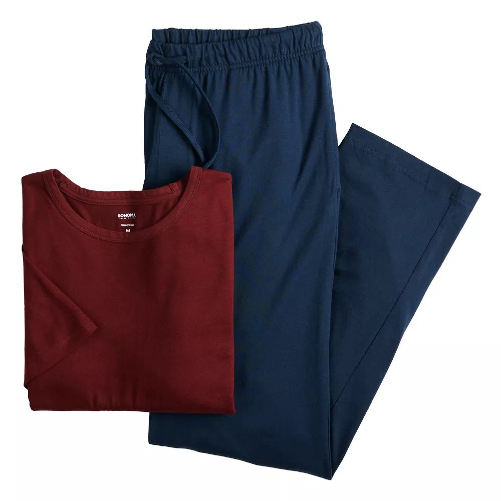 Men's Sonoma Goods For Life® Supersoft Modern-Fit Crewneck Tee & Open-Bottom Pants Pajama Set - Image 3
