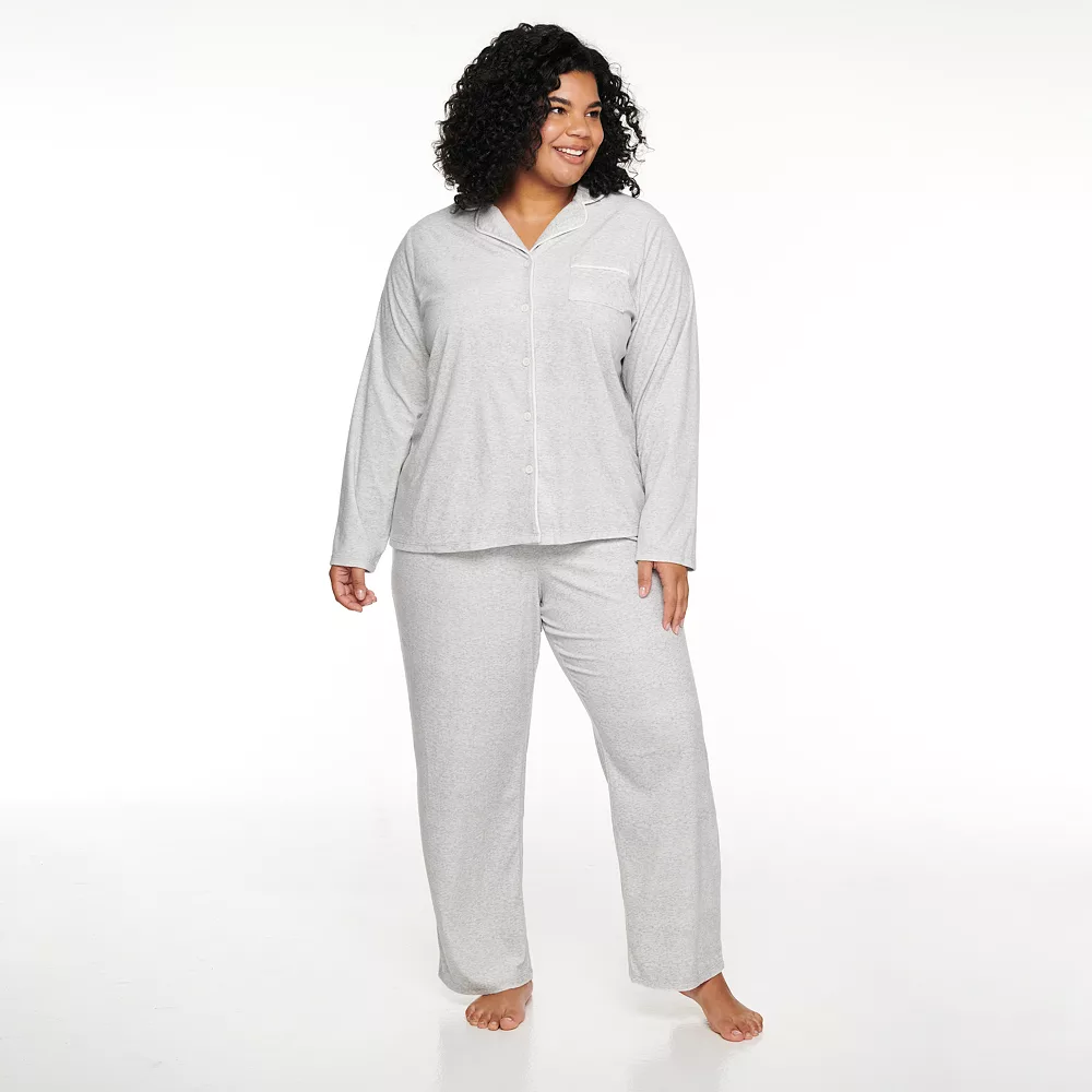 Plus Size Sonoma Goods For Life® Velour Pajama Shirt & Pajama Pants Set