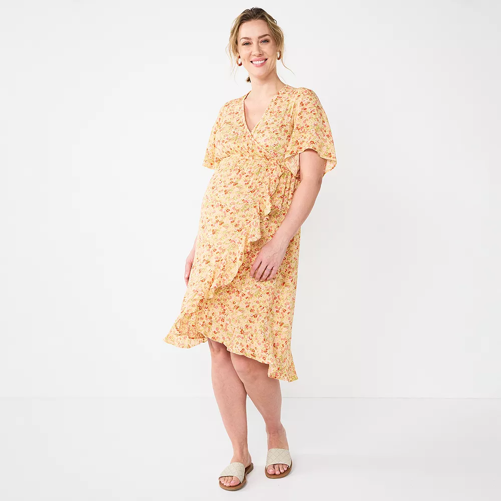 Maternity Sonoma Goods For Life® Flutter Sleeve Wrap Dress