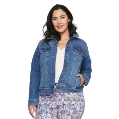 Plus Size Sonoma Goods For LifeĀ® Button Front Jean Jacket