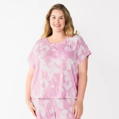 Plus Size Sonoma Goods For LifeĀ® Essential Short Sleeve Pajama Top
