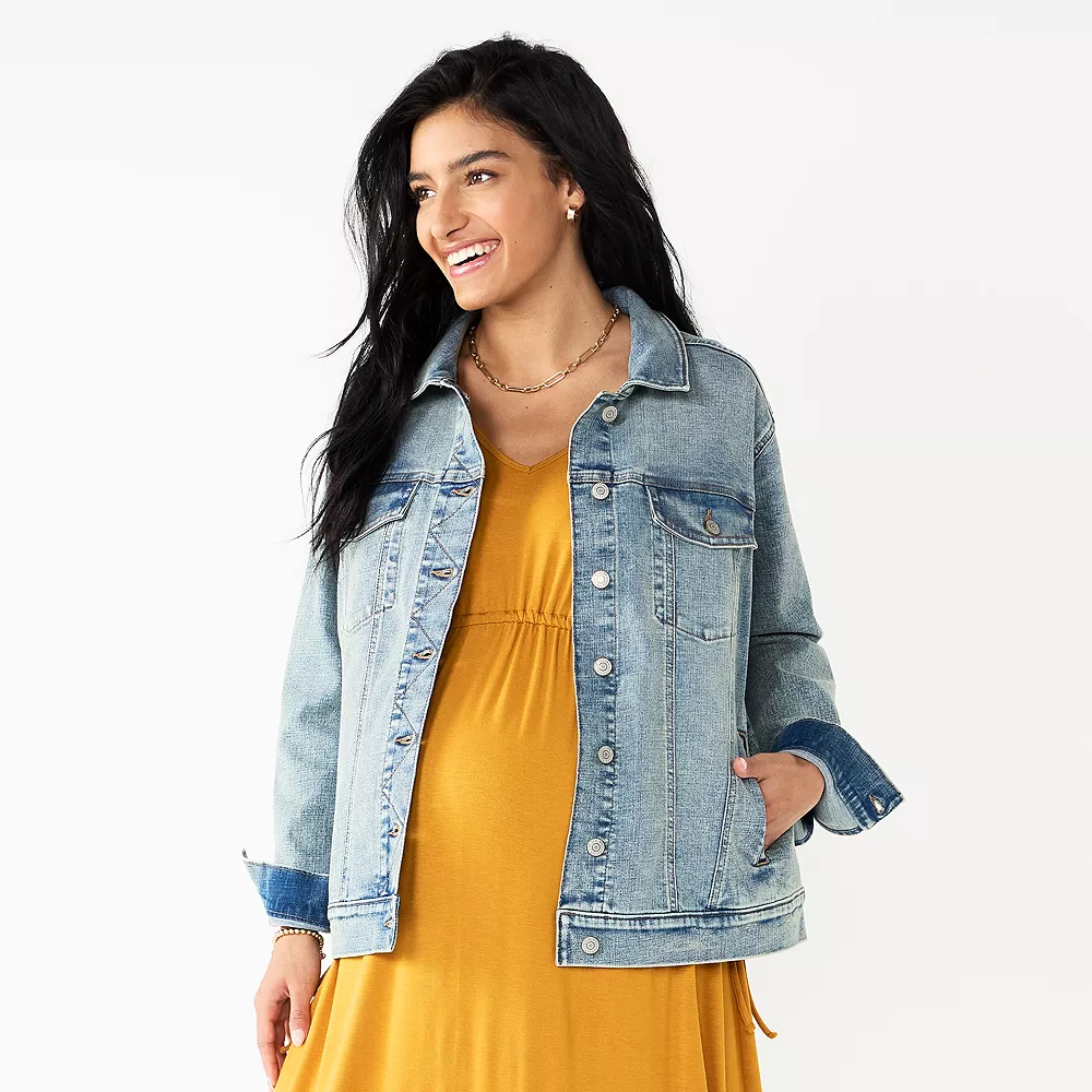 Maternity Sonoma Goods For Life® Embroidered "Mama" Jean Jacket - Image 2