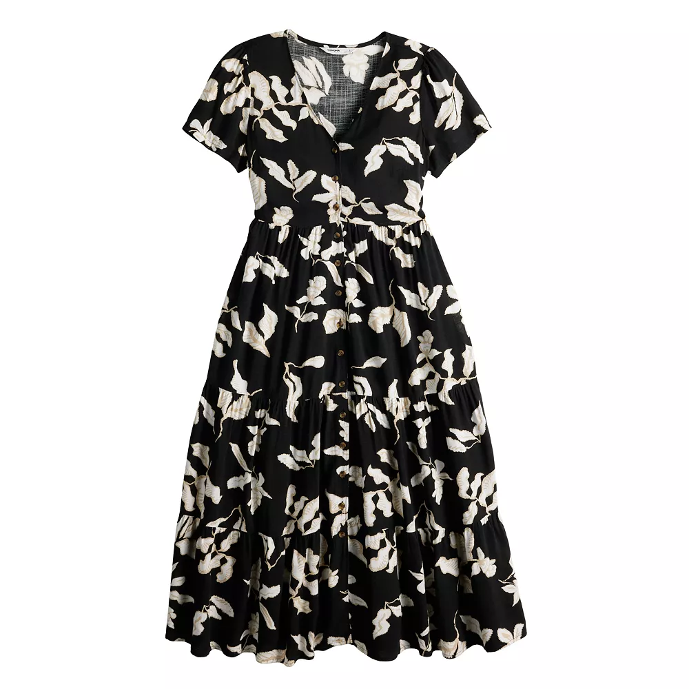 Women's Sonoma Goods For Life® Button Front Tiered Midi Dress - Image 3