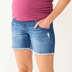 Maternity Sonoma Goods For Life® Inset Over-The-Belly Frayed Jean Shorts