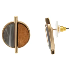 Sonoma Goods For Life® Gold Tone Wood Circle Stud Earrings