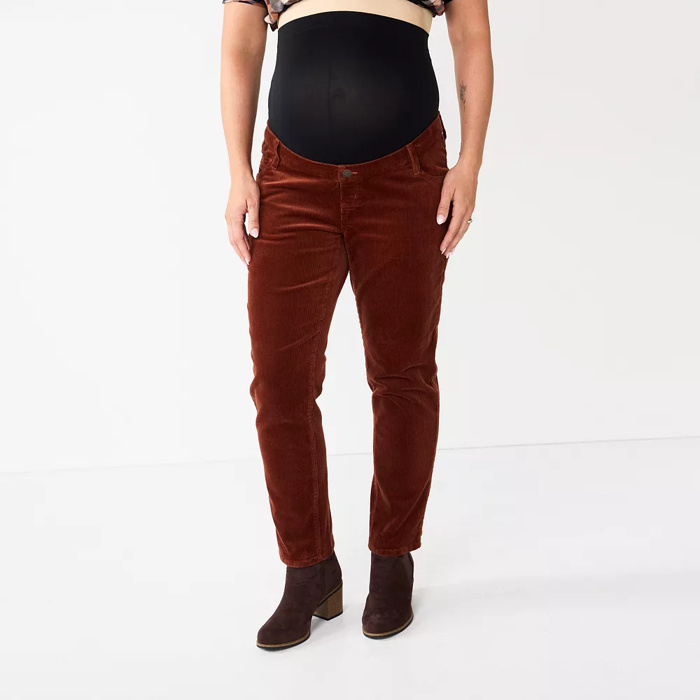 Maternity Sonoma Goods For Life® Belly Panel Corduroy Straight-Leg Ankle Pants - Image 3