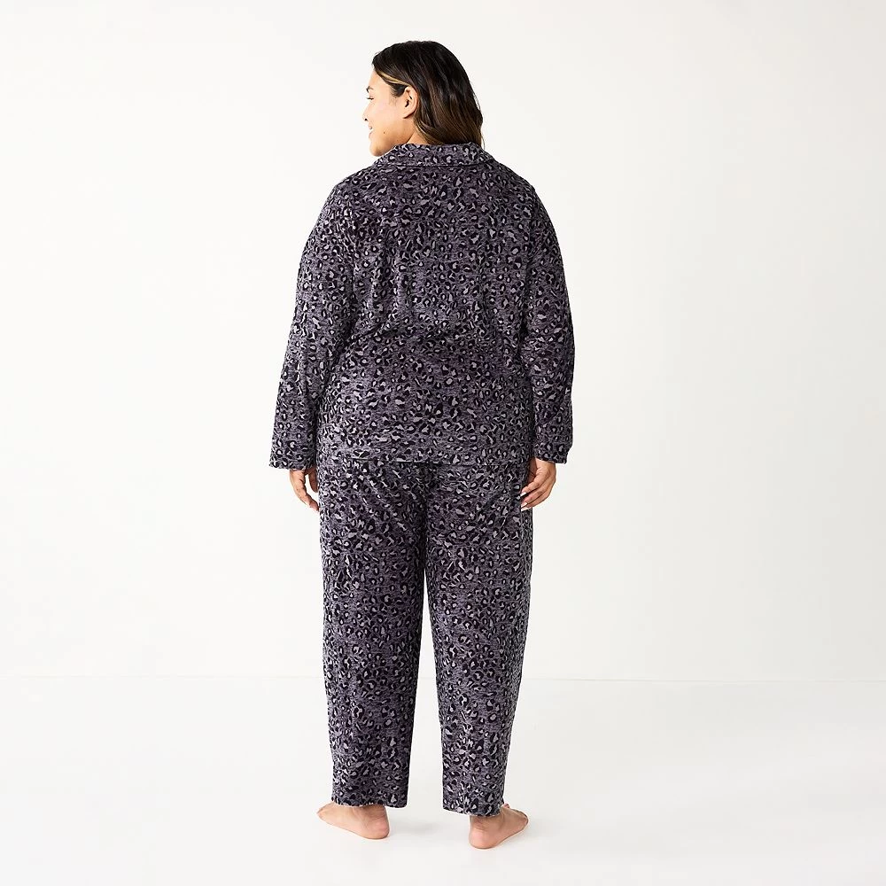 Plus Size Sonoma Goods For Life® Velour Pajama Shirt & Pajama Pants Sleep Set - Image 2