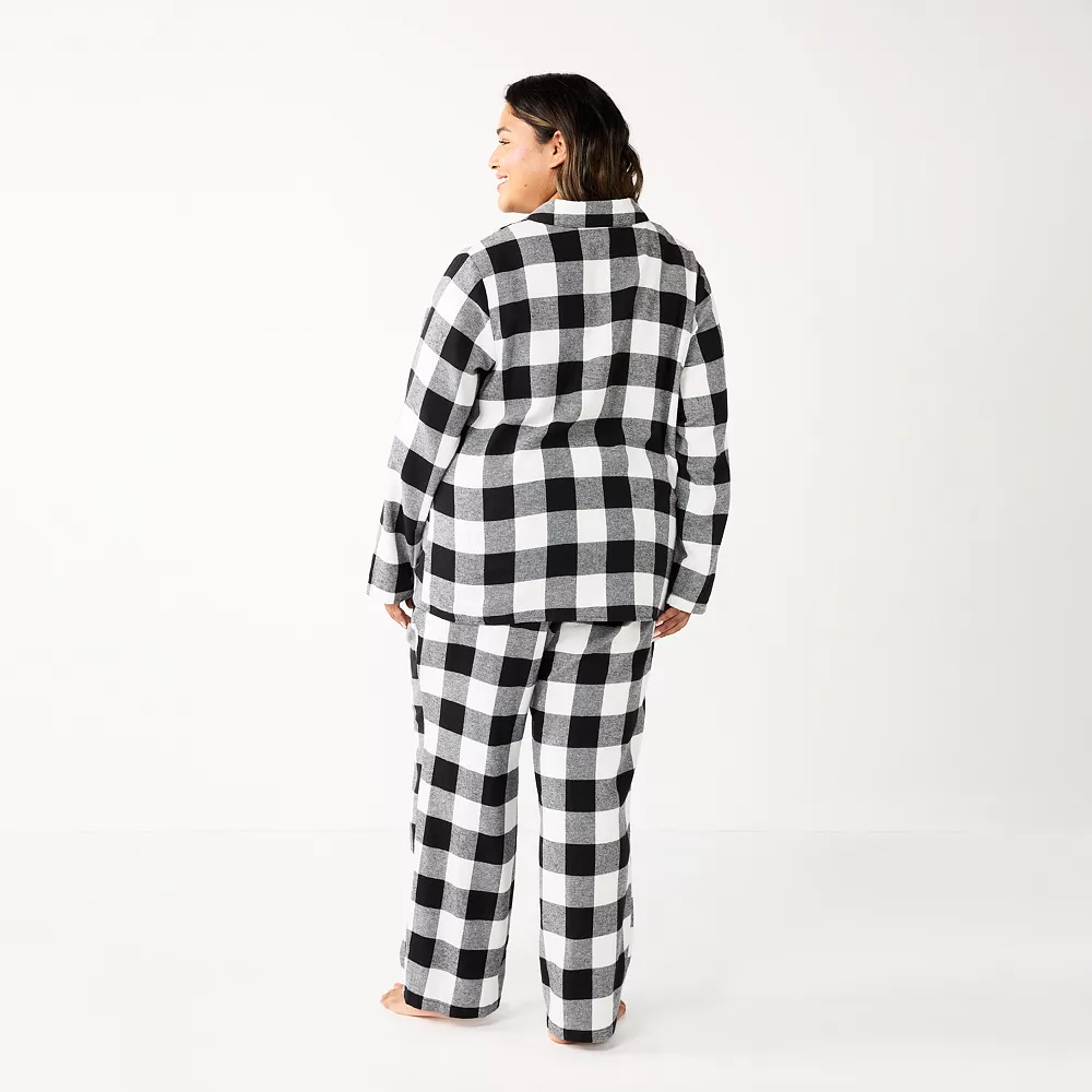 Plus Size Sonoma Goods For Life® Flannel Pajama Shirt & Pajama Pants Sleep Set - Image 2