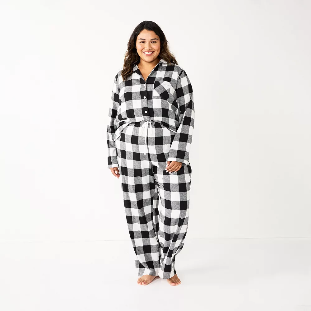 Plus Size Sonoma Goods For Life® Flannel Pajama Shirt & Pajama Pants Sleep Set - Image 3