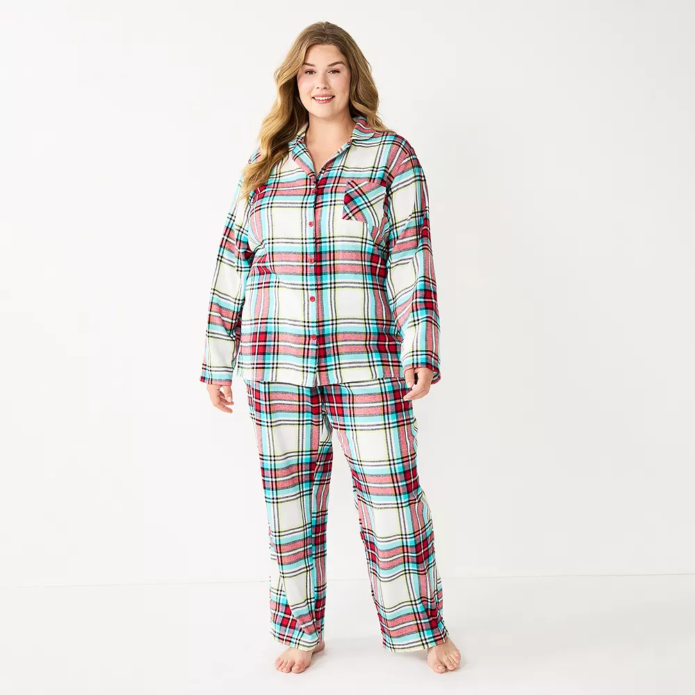 Plus Size Sonoma Goods For Life® Flannel Pajama Shirt & Pajama Pants Sleep Set