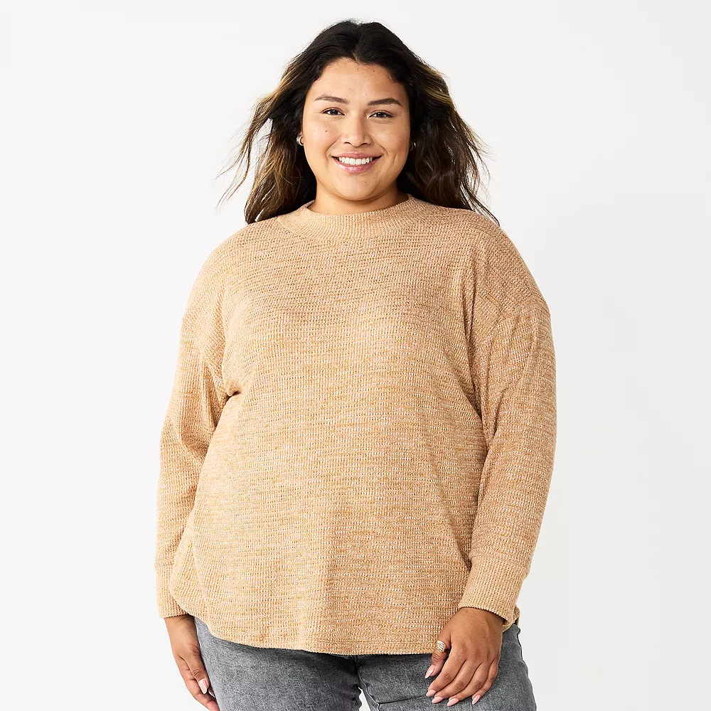 Plus Size Sonoma Goods For Life® Mockneck Waffle Top