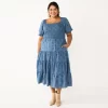 Plus Size Sonoma Goods For Life® Smocked Tiered Midi Dress