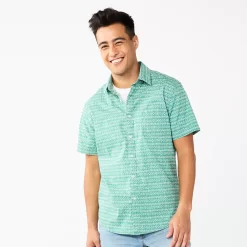Men's Sonoma Goods For Life® Short Sleeve Perfect Length Button Down Shirt