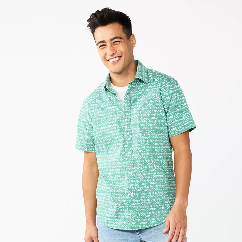 Men's Sonoma Goods For Life® Short Sleeve Perfect Length Button Down Shirt
