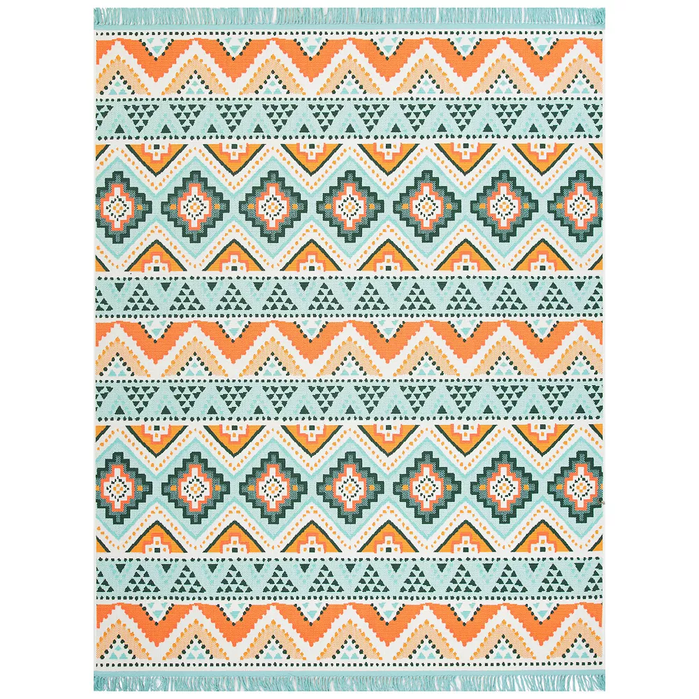 Sonoma Goods For Life® Indoor/Outdoor Coral Multi Geo Stripe Rug