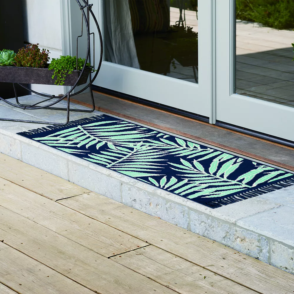 Sonoma Goods For Life® Indoor/Outdoor Navy Palm Leaves Rug - Image 4