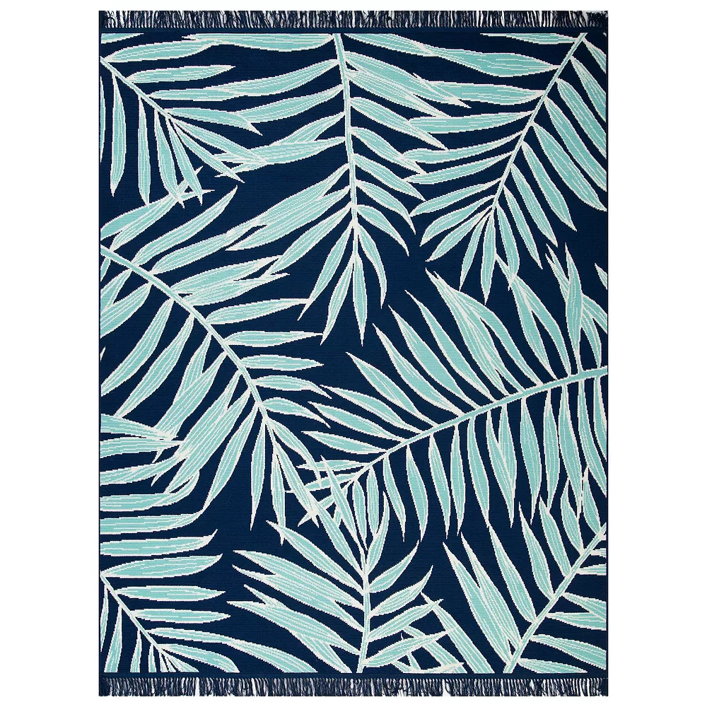 Sonoma Goods For Life® Indoor/Outdoor Navy Palm Leaves Rug