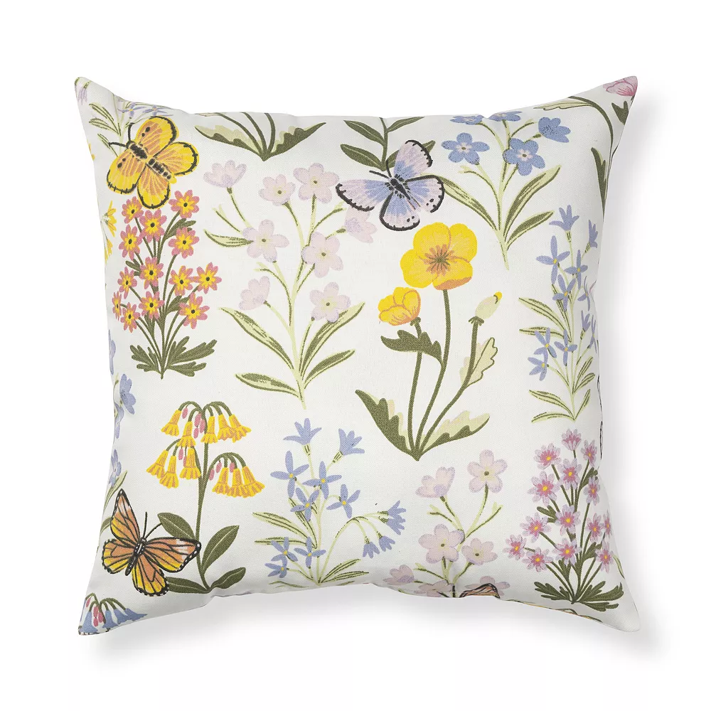 Sonoma Goods For Life® White Spring Floral 17" X 17" Outdoor Throw Pillow