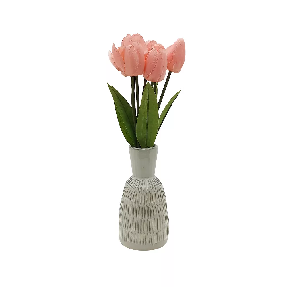 Sonoma Goods For Life® Artificial Pink Tulip Vase Table Decor - Image 2
