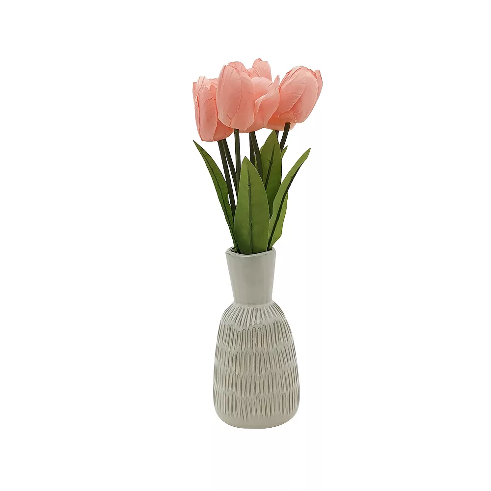 Sonoma Goods For Life® Artificial Pink Tulip Vase Table Decor - Image 3