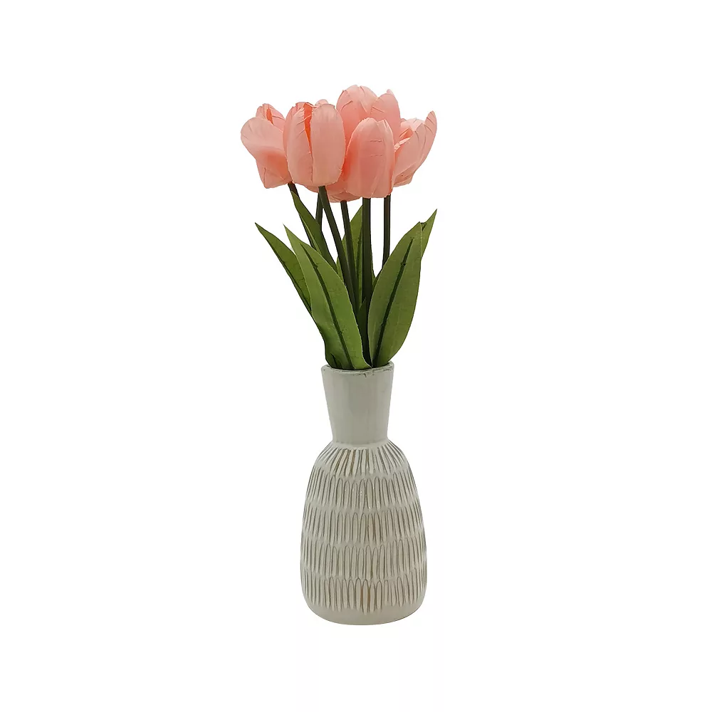 Sonoma Goods For Life® Artificial Pink Tulip Vase Table Decor - Image 4