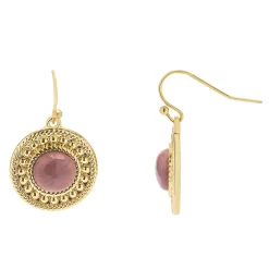 Sonoma Goods For Life® Gold Tone Pink Stone Medallion Drop Earrings