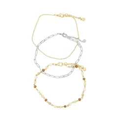 Sonoma Goods For Life® Gold Tone Beaded 3-piece Anklet Set