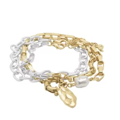 Sonoma Goods For Life® Multi Chain & Hammered Stone Bracelet Set