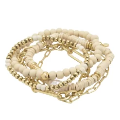Sonoma Goods For Life® Gold Tone Multi Chain & Neutral Beads 5-piece Bracelet Set