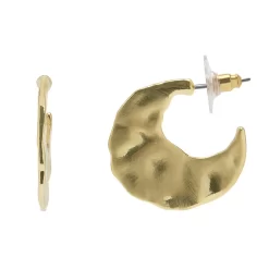 Sonoma Goods For Life® Gold Tone Flat Hammered C Hoop Earrings