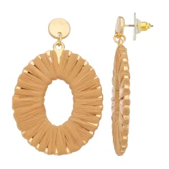 Sonoma Goods For Life® Gold Tone Raffia Open Circle Drop Earrings