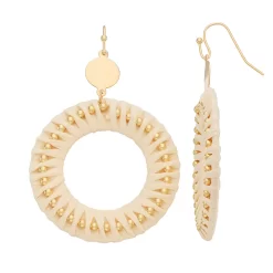 Sonoma Goods For Life® Gold Tone Cotton Beaded Open Circle Drop Earrings