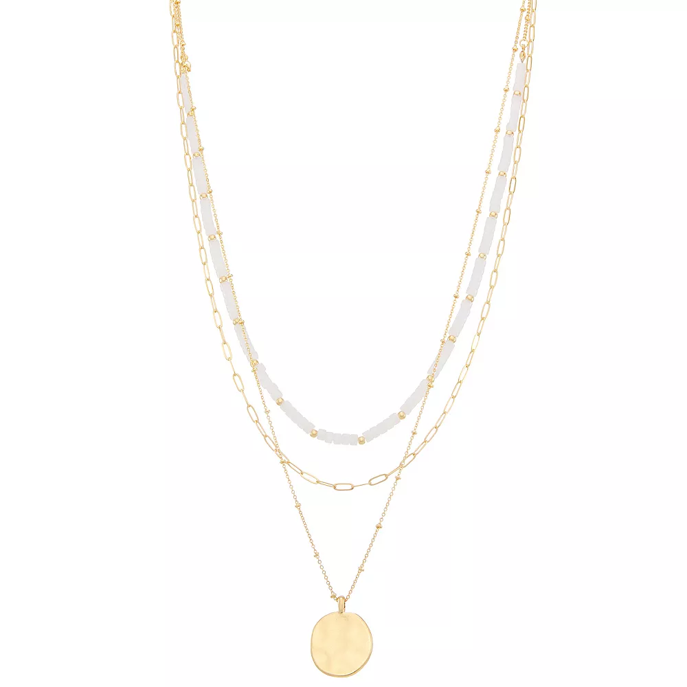 Sonoma Goods For Life® Gold Tone Beaded Layered Pendant Necklace