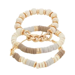 Sonoma Goods For Life® Gold Tone Mixed Media 3-Piece Bracelets Set