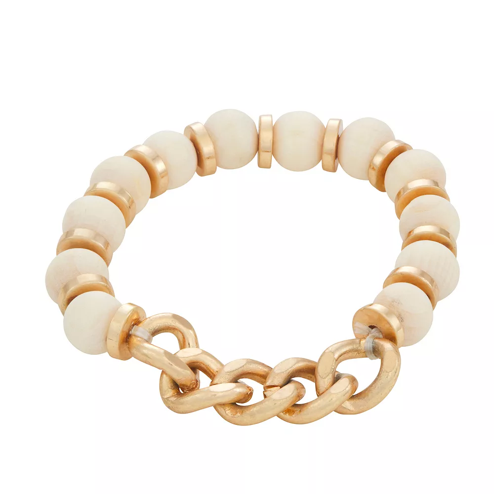 Sonoma Goods For Life® Gold Tone Mixed Media 3-Piece Bracelets Set - Image 2