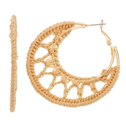 Sonoma Goods For Life® Gold Tone Cord-Wrapped Open Crescent Hoop Earrings