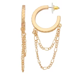 Sonoma Goods For Life® Gold Tone Chain Textured Drop Hoop Earrings