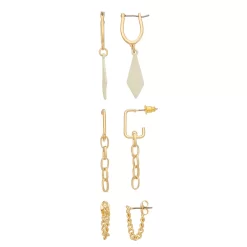 Sonoma Goods For Life® Gold Tone 3-Pack Geometric Drop Earrings Set