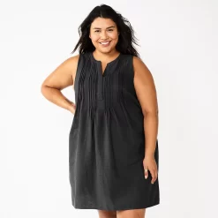 Plus Size Sonoma Goods For Life® Sleeveless Pintuck Tank Dress